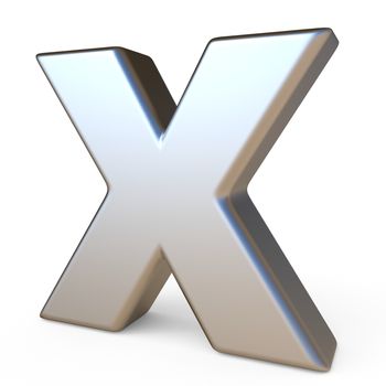 Metal font LETTER X 3D render illustration isolated on white background