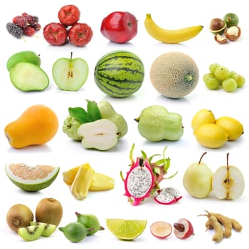 set of fruit on white background