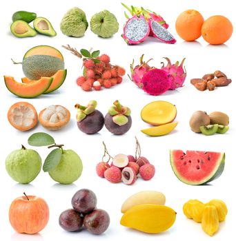 set of fruit on white background