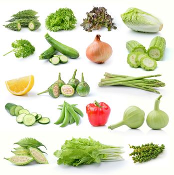 set of vegetable on white background