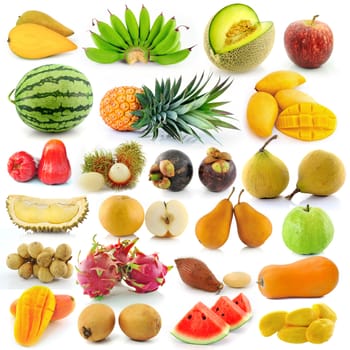 set of fruit on white background