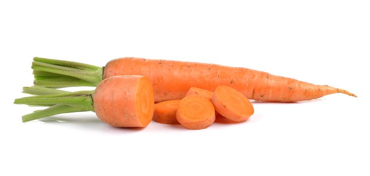  baby carrots isolated on a  white background