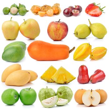 fruit collection isolated on white background