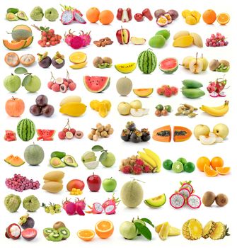 set of fruit on white background