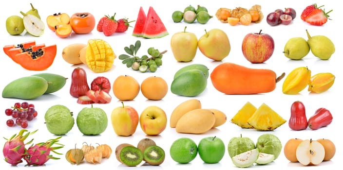 fruit collection isolated on white background