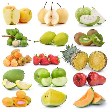 fruit collection isolated on white background