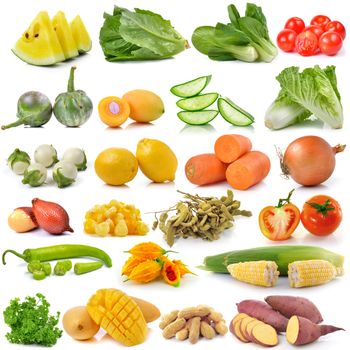 set of fruit and vegetable on white background