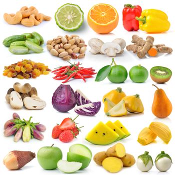 set of fruit and vegetable on white background