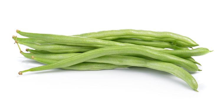 green beans on white background