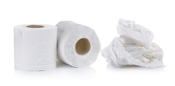 toilet paper on white background