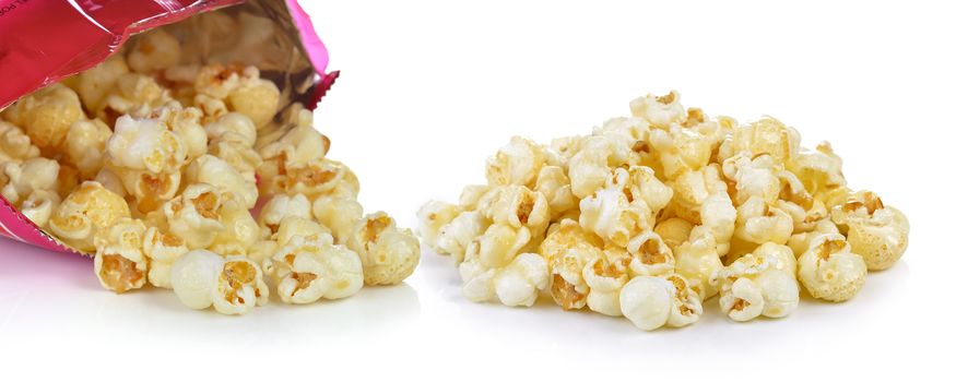 Popcorn bag on white background