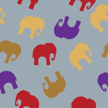 Seamless pattern. Texture with colorful elephants. Can be used for textile, website background, book cover, packaging.