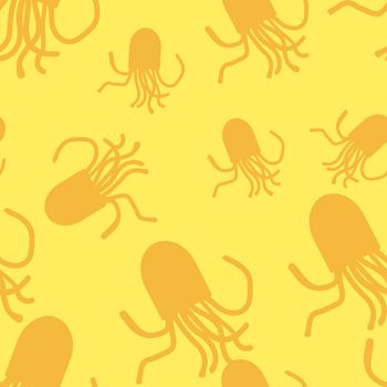  Octopus seamless pattern. For fabric or cosmetic, background or packaging design. Yellow and gold