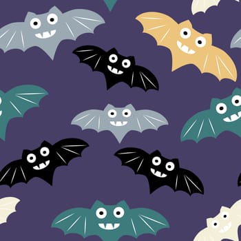Halloween seamless pattern with colorul bat. Beautiful background for decoration halloween designs.