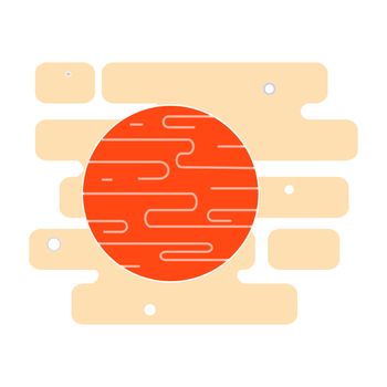 Red planet Mars icon in the space with stars. Cute flat illustration. Mars logo