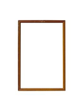 wood empty picture frame Isolated on white background.