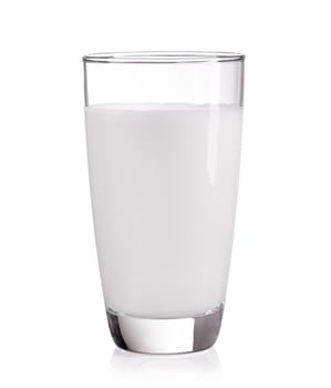 milk in the glass on white background