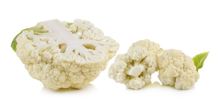 fresh cauliflower on white background