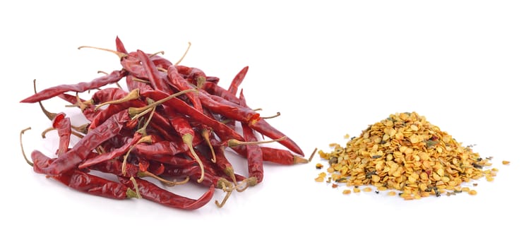 dried chili on white background