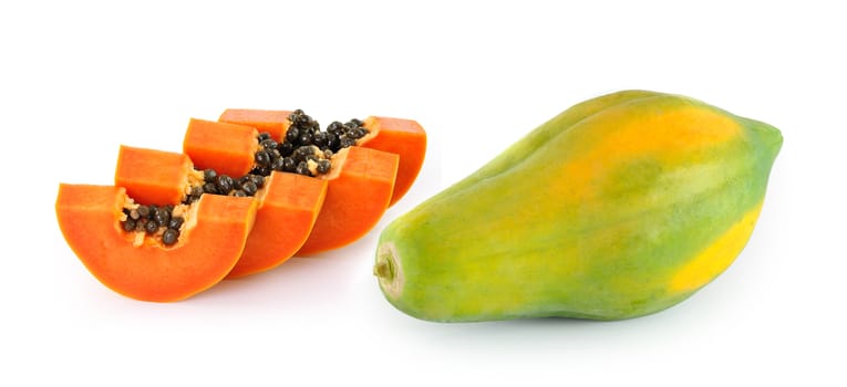 papaya on white background