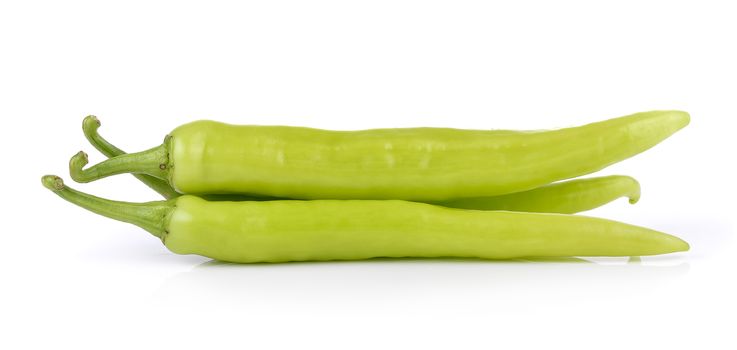 green chili pepper on white background