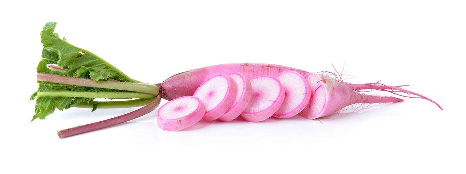 slice radishes isolated on white background