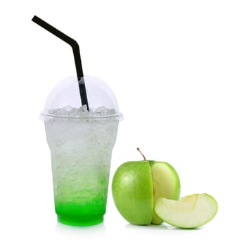 Summer drinks with green apple  on white background