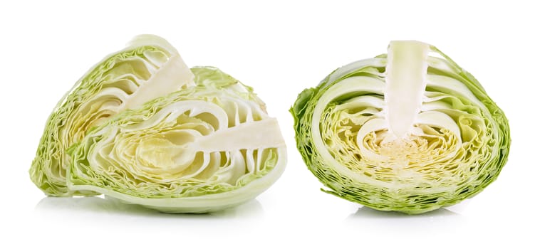 slice cabbage on white background