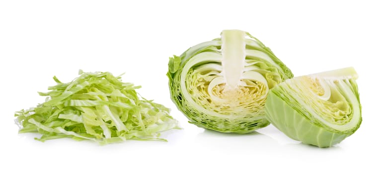 slice cabbage on white background