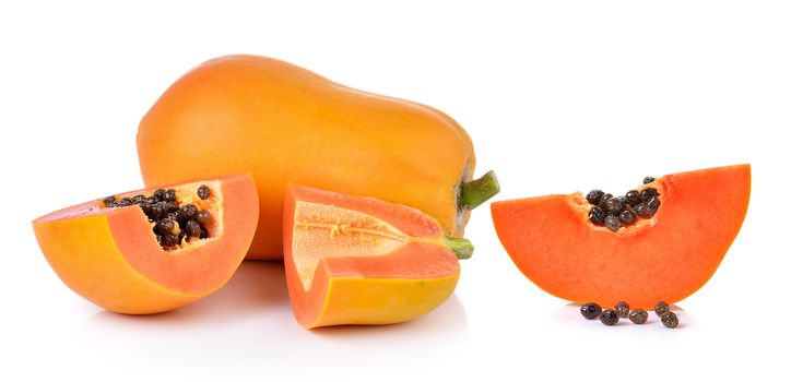 papaya on white background