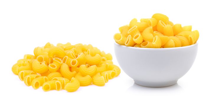 dry macaroni on white background