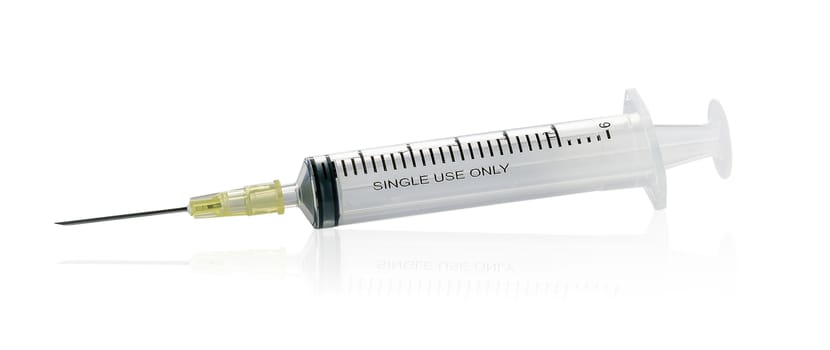 empty syringe for injection isolated on white background