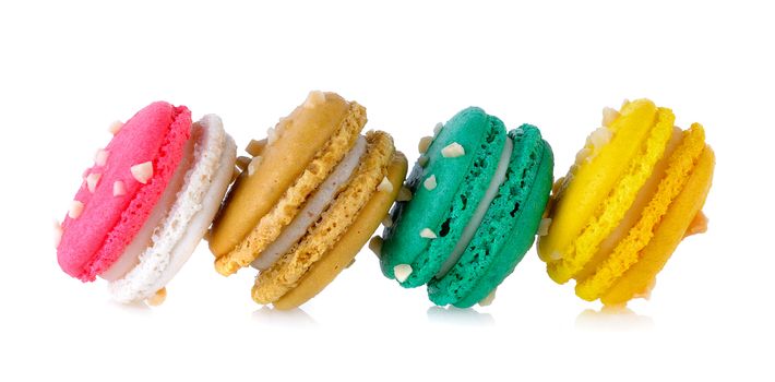  macaroons on white background