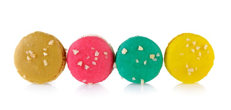  beautiful macaroons on white background