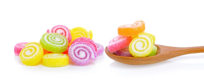 Jelly sweet, flavor fruit, candy dessert colorful on sugar.