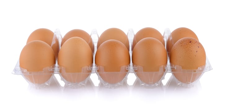 eggs in pack isolated on white background
