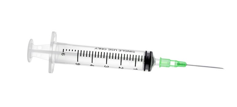 empty syringe for injection isolated on white background