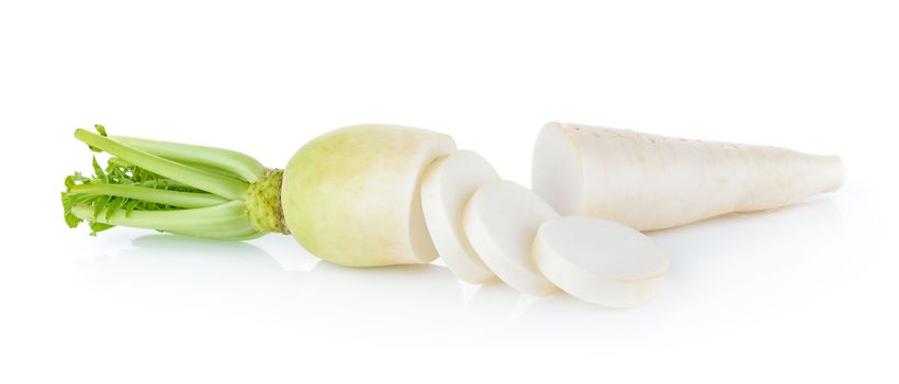 radish on white background