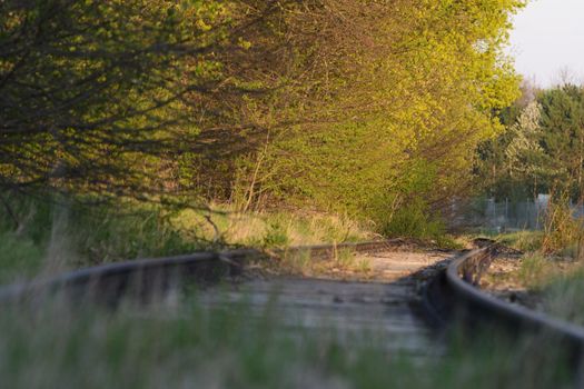 Disused railway tracks in Maisach in Bavaria