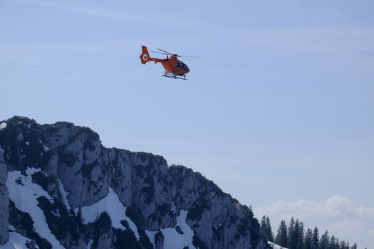 Mountain rescue helicopter in Bavaria, Germany