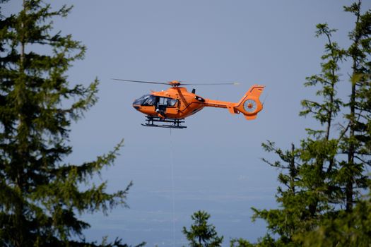 Mountain rescue helicopter in Bavaria, Germany