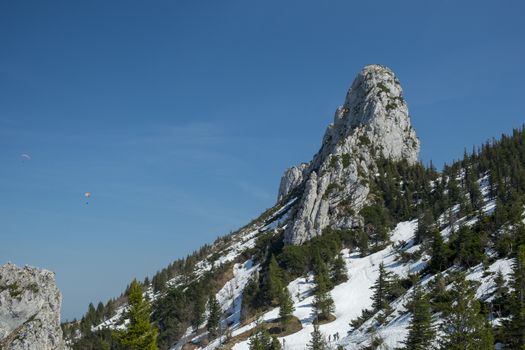 Landscape image on Kampenwand in Bavaria, Germany in spring