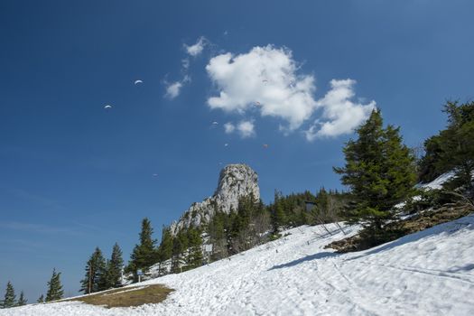 Landscape image on Kampenwand in Bavaria, Germany in spring