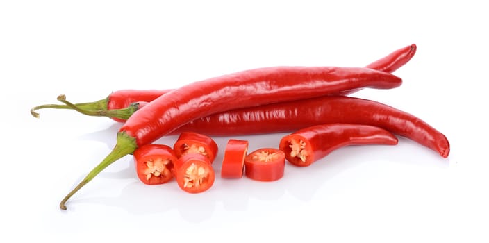 red chili on white background