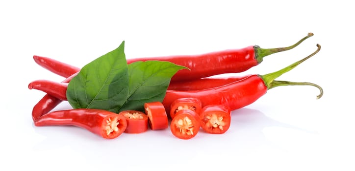 red chili on white background