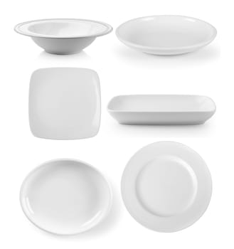 plate and bowl on white background