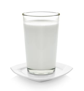 fresh milk in the glass on white background