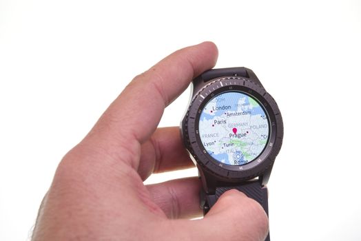 Smart watch showing map on display