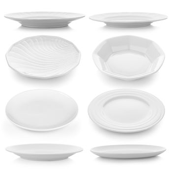 set of plate on white background