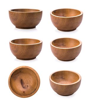 wood bowl on white background